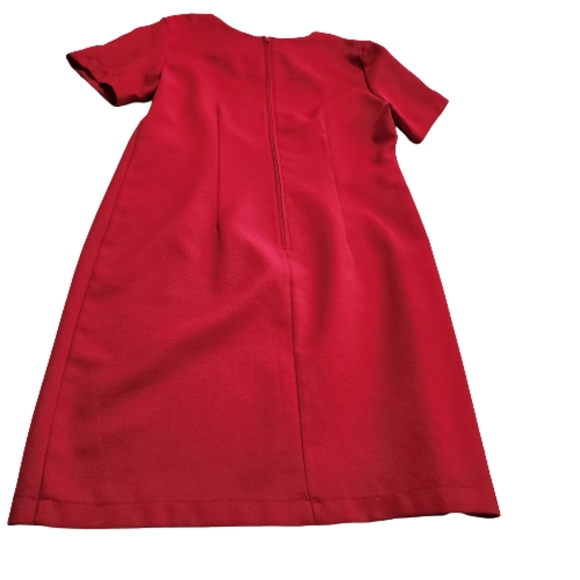 Vintage Hanes Signature Collection Short Sleeve Red Light Polyester Midi Dress ♥ - Picture 7 of 8